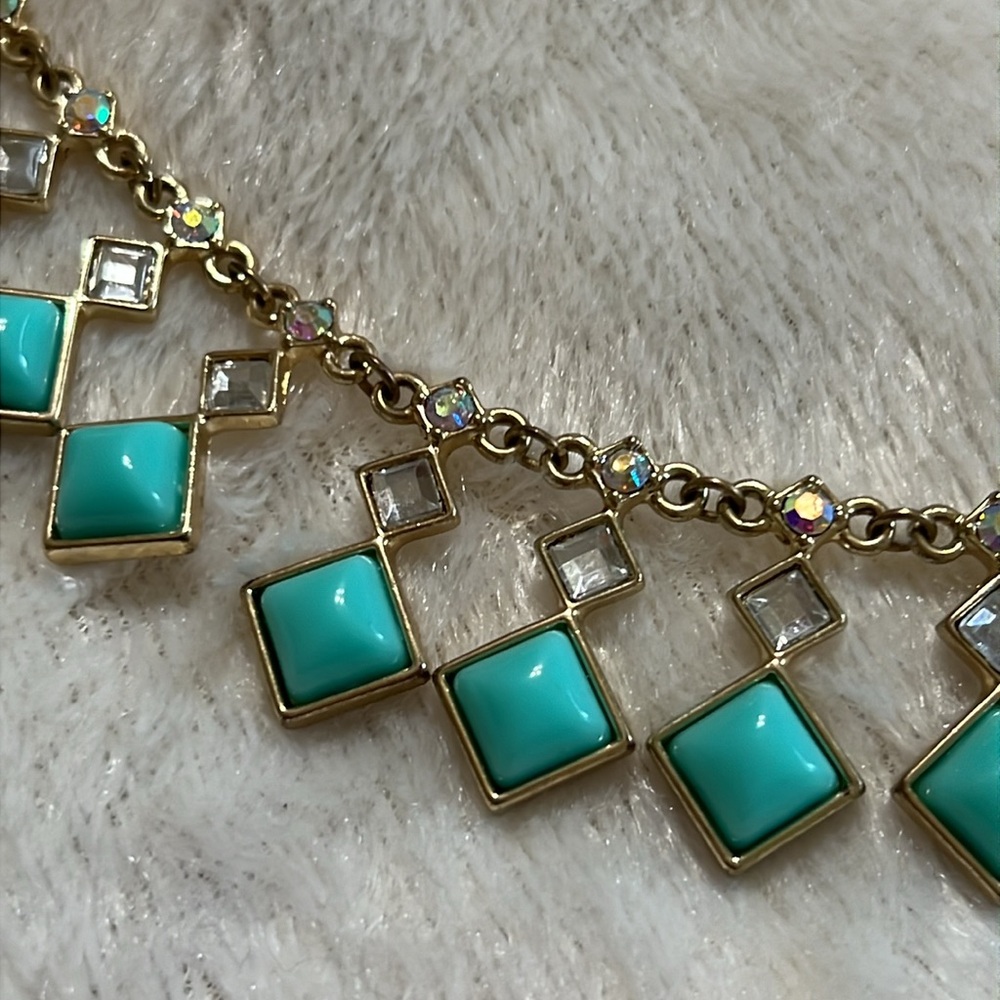 Vintage turquoise and crystal chain necklace - Picture 2 of 3